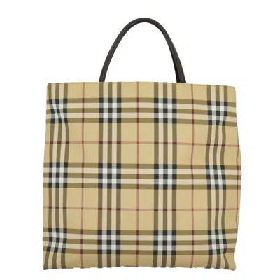 Pre-owned Burberry Nova Check Beige Canvas Tote Bag () In Sand