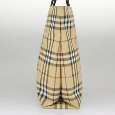Pre-owned Burberry Nova Check Beige Canvas Tote Bag () In Sand