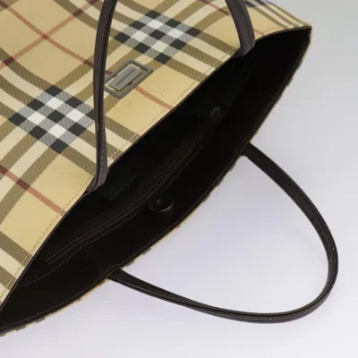 Pre-owned Burberry Nova Check Beige Canvas Tote Bag () In Sand