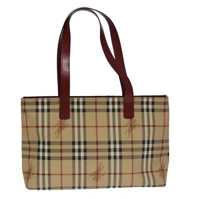 Pre-owned Burberry Nova Check Beige Canvas Tote Bag () In Sand