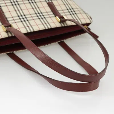 Pre-owned Burberry Nova Check Beige Canvas Tote Bag () In Sand
