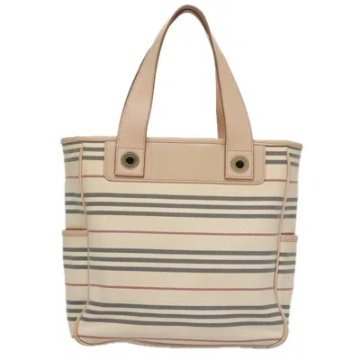 Pre-owned Burberry Nova Check Beige Canvas Tote Bag () In Sand