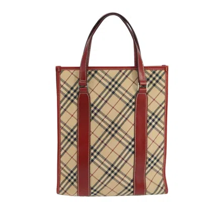 Pre-owned Burberry Nova Check Beige Canvas Tote Bag () In Sand
