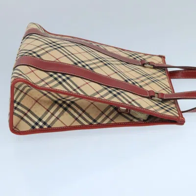 Pre-owned Burberry Nova Check Beige Canvas Tote Bag () In Sand