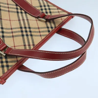 Pre-owned Burberry Nova Check Beige Canvas Tote Bag () In Sand