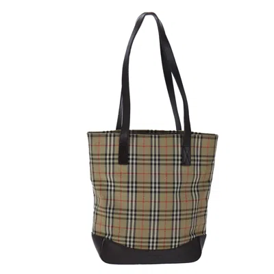 Pre-owned Burberry Nova Check Beige Canvas Tote Bag () In Sand