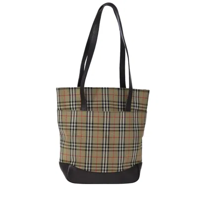 Pre-owned Burberry Nova Check Beige Canvas Tote Bag () In Sand