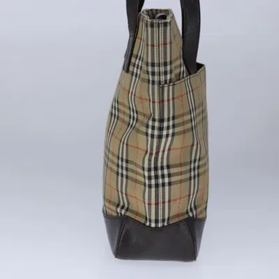 Pre-owned Burberry Nova Check Beige Canvas Tote Bag () In Sand