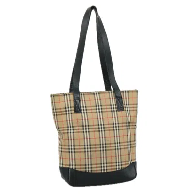 Pre-owned Burberry Nova Check Beige Canvas Tote Bag () In Sand