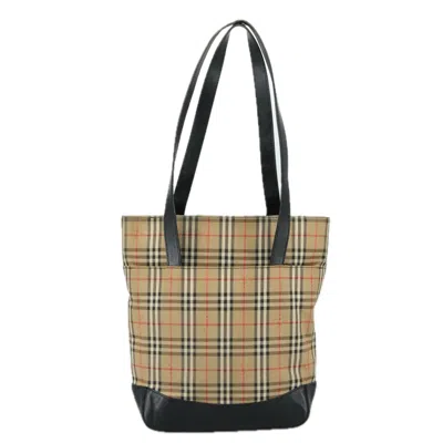 Pre-owned Burberry Nova Check Beige Canvas Tote Bag () In Sand