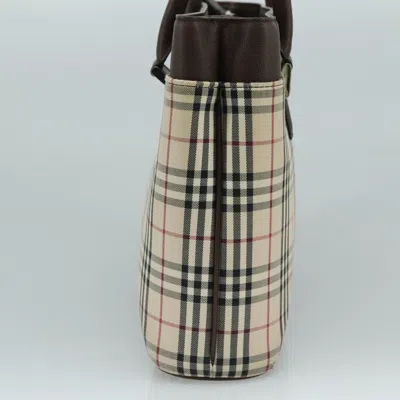 Pre-owned Burberry Nova Check Beige Canvas Tote Bag () In Sand