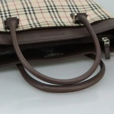 Pre-owned Burberry Nova Check Beige Canvas Tote Bag () In Sand