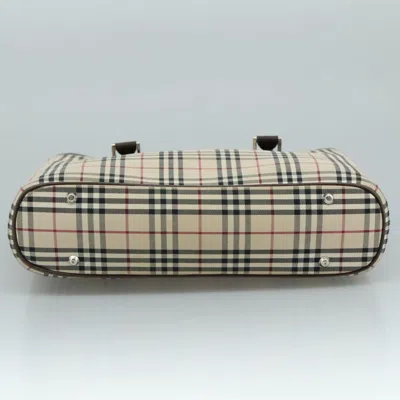 Pre-owned Burberry Nova Check Beige Canvas Tote Bag () In Sand