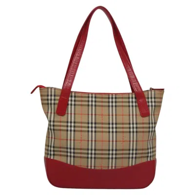 Pre-owned Burberry Nova Check Beige Canvas Tote Bag () In Sand