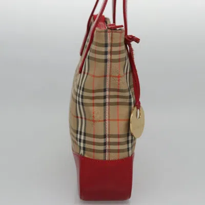 Pre-owned Burberry Nova Check Beige Canvas Tote Bag () In Sand