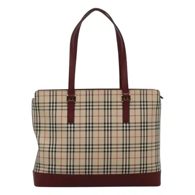 Pre-owned Burberry Nova Check Beige Canvas Tote Bag () In Sand
