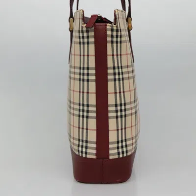 Pre-owned Burberry Nova Check Beige Canvas Tote Bag () In Sand