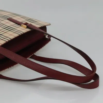 Pre-owned Burberry Nova Check Beige Canvas Tote Bag () In Sand