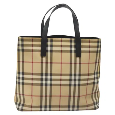Pre-owned Burberry Nova Check Beige Canvas Tote Bag () In Sand