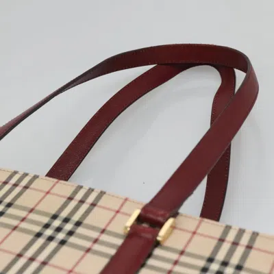 Pre-owned Burberry Nova Check Beige Canvas Tote Bag () In Sand