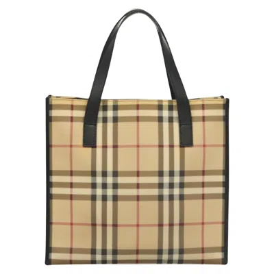 Pre-owned Burberry Nova Check Beige Canvas Tote Bag () In Sand