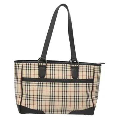 Pre-owned Burberry Nova Check Beige Canvas Tote Bag () In Sand