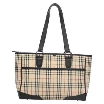 Pre-owned Burberry Nova Check Beige Canvas Tote Bag () In Sand