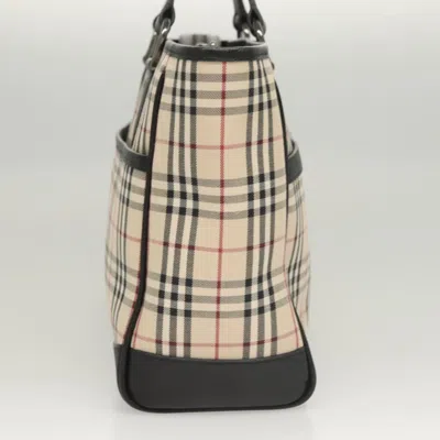 Pre-owned Burberry Nova Check Beige Canvas Tote Bag () In Sand