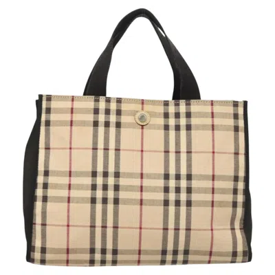 Pre-owned Burberry Nova Check Beige Canvas Tote Bag () In Sand