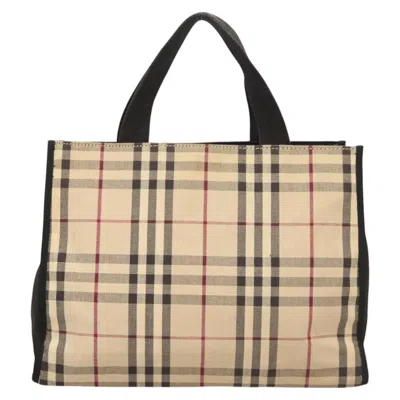 Pre-owned Burberry Nova Check Beige Canvas Tote Bag () In Sand