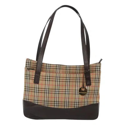 Pre-owned Burberry Nova Check Beige Canvas Tote Bag () In Sand