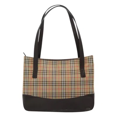 Pre-owned Burberry Nova Check Beige Canvas Tote Bag () In Sand