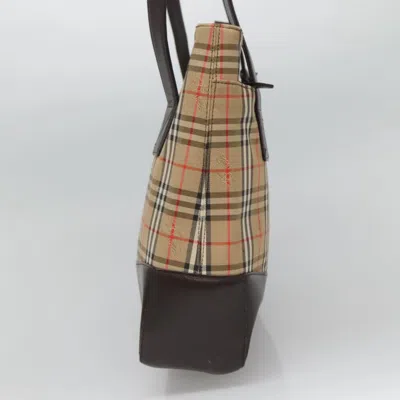Pre-owned Burberry Nova Check Beige Canvas Tote Bag () In Sand