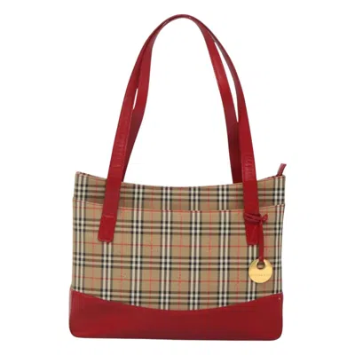 Pre-owned Burberry Nova Check Beige Canvas Tote Bag () In Sand