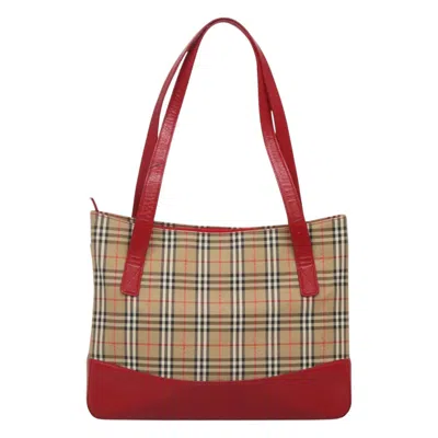 Pre-owned Burberry Nova Check Beige Canvas Tote Bag () In Sand