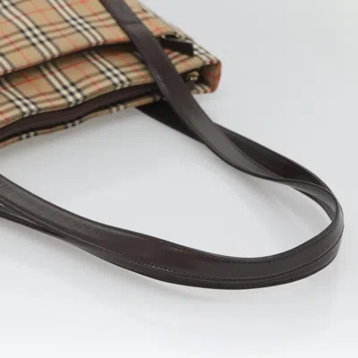 Pre-owned Burberry Nova Check Beige Canvas Tote Bag () In Sand
