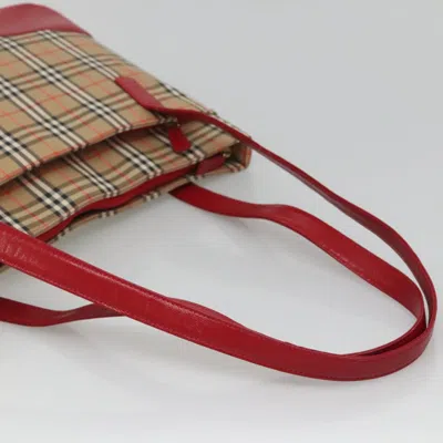 Pre-owned Burberry Nova Check Beige Canvas Tote Bag () In Sand