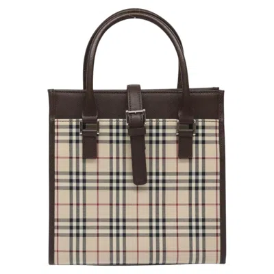 Pre-owned Burberry Nova Check Beige Canvas Tote Bag () In Sand