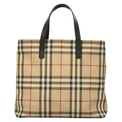 Pre-owned Burberry Nova Check Beige Canvas Tote Bag () In Sand
