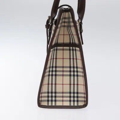Pre-owned Burberry Nova Check Beige Canvas Tote Bag () In Sand