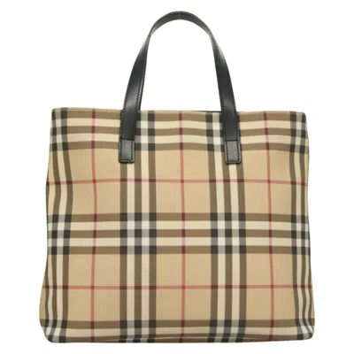 Pre-owned Burberry Nova Check Beige Canvas Tote Bag () In Sand