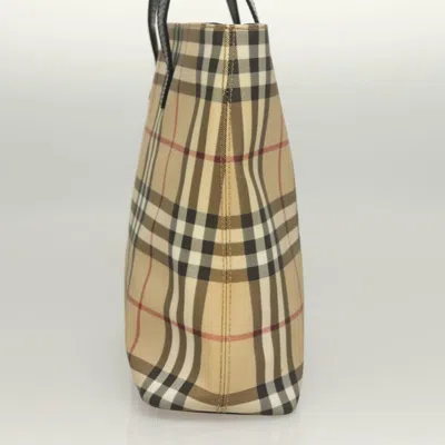 Pre-owned Burberry Nova Check Beige Canvas Tote Bag () In Sand