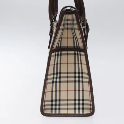 Pre-owned Burberry Nova Check Beige Canvas Tote Bag () In Sand
