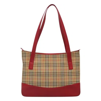 Pre-owned Burberry Nova Check Beige Canvas Tote Bag () In Sand