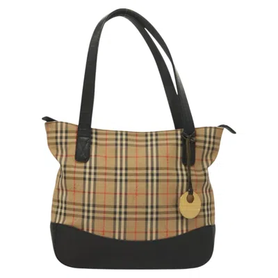 Pre-owned Burberry Nova Check Beige Canvas Tote Bag () In Sand