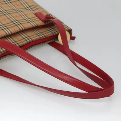 Pre-owned Burberry Nova Check Beige Canvas Tote Bag () In Sand