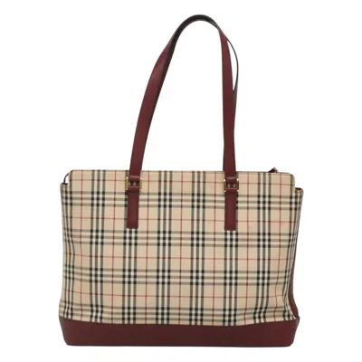 Pre-owned Burberry Nova Check Beige Canvas Tote Bag () In Sand