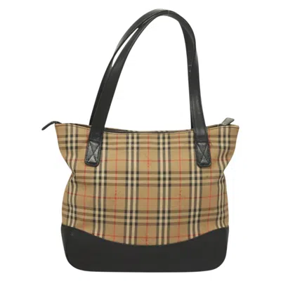 Pre-owned Burberry Nova Check Beige Canvas Tote Bag () In Sand