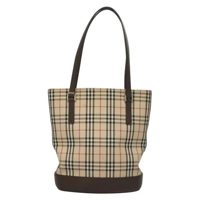 Pre-owned Burberry Nova Check Beige Canvas Tote Bag () In Sand