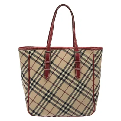 Pre-owned Burberry Nova Check Beige Canvas Tote Bag () In Sand